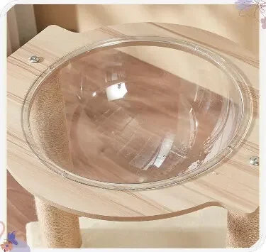 Modern Acrylic Cat Space Capsule with Sisal Scratching Posts