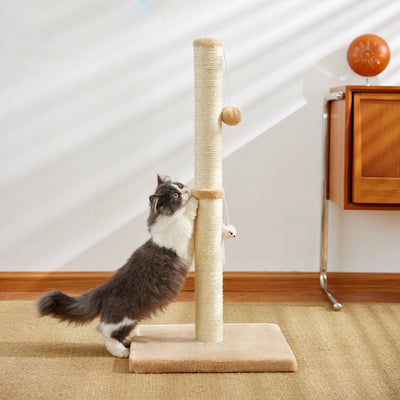 Beige cat scratching post