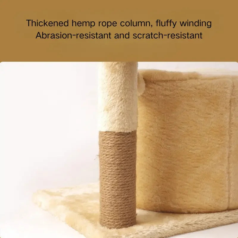 Compact Cat Tree with Covered Hideout and Scratching Post